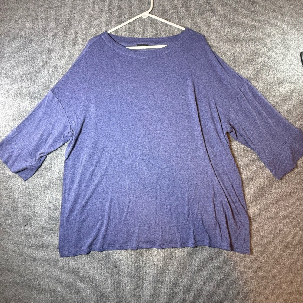 J. Jill Wearever Blue Marl Knit Oversized 3/4 Sleeve Tunic Top RN 97641